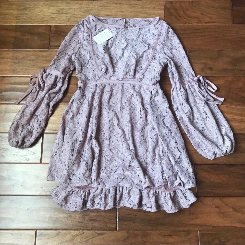 Free People Rubi Lace Lavender Mini Dress Size XS NEW
